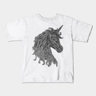 Mythical Unicorn - Black & White Kids T-Shirt